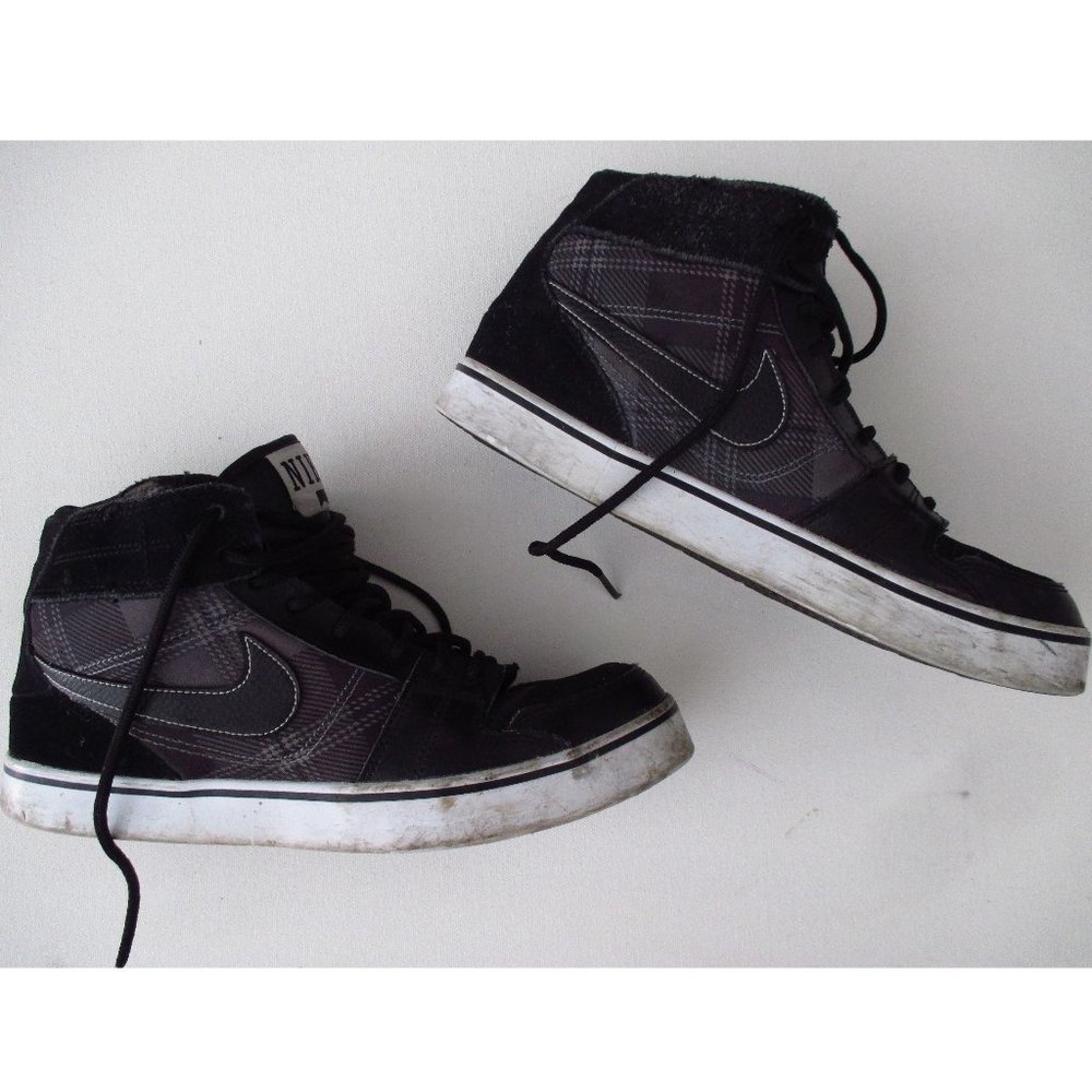 NIKE MENS BLACK HIGH TOP SNEAKERS W/PLAID SIZE 9.5